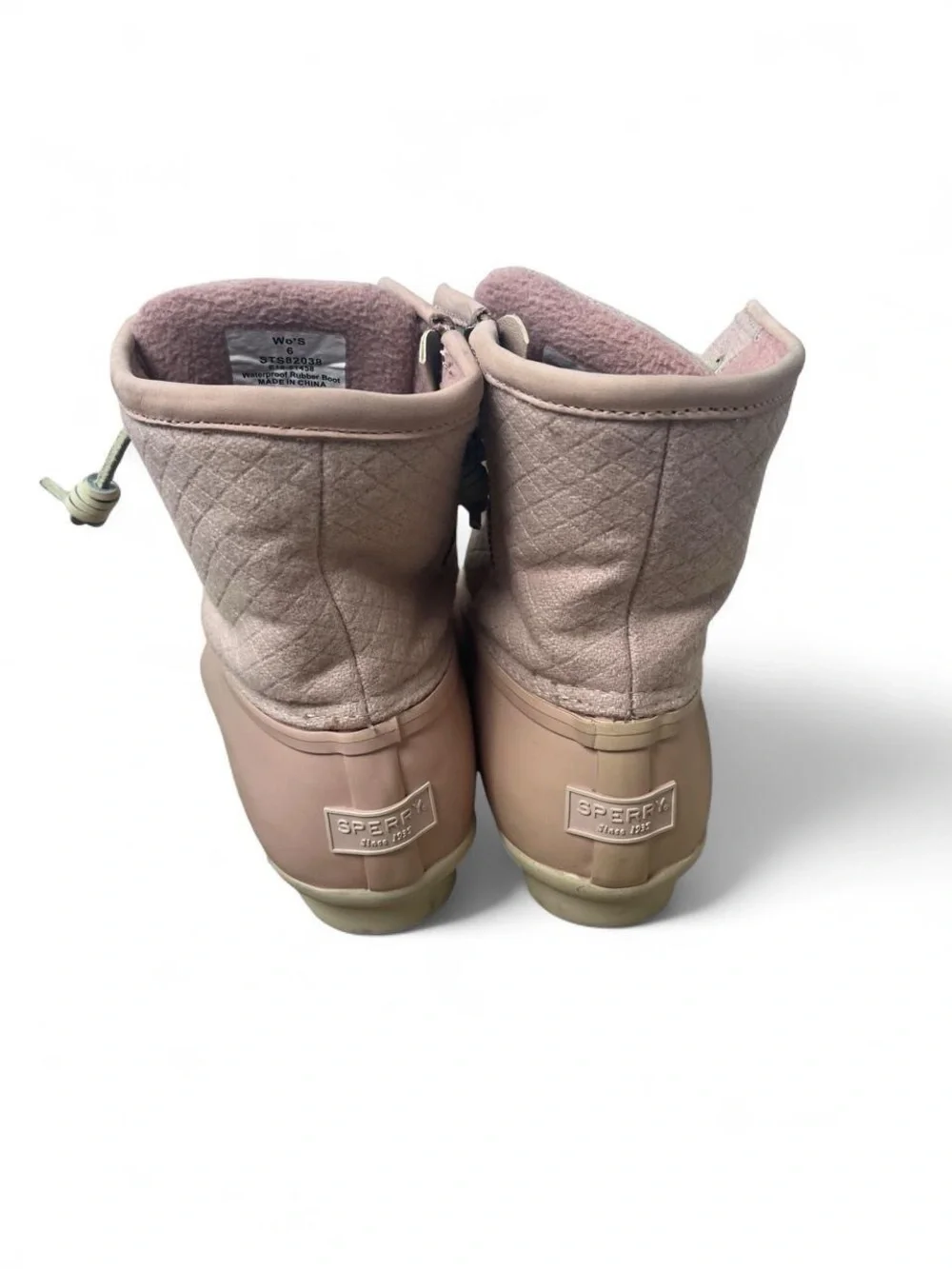 Sperry Fall Winter Waterproof Pink & Tan Rain Boots Women’s 6 Duckboots